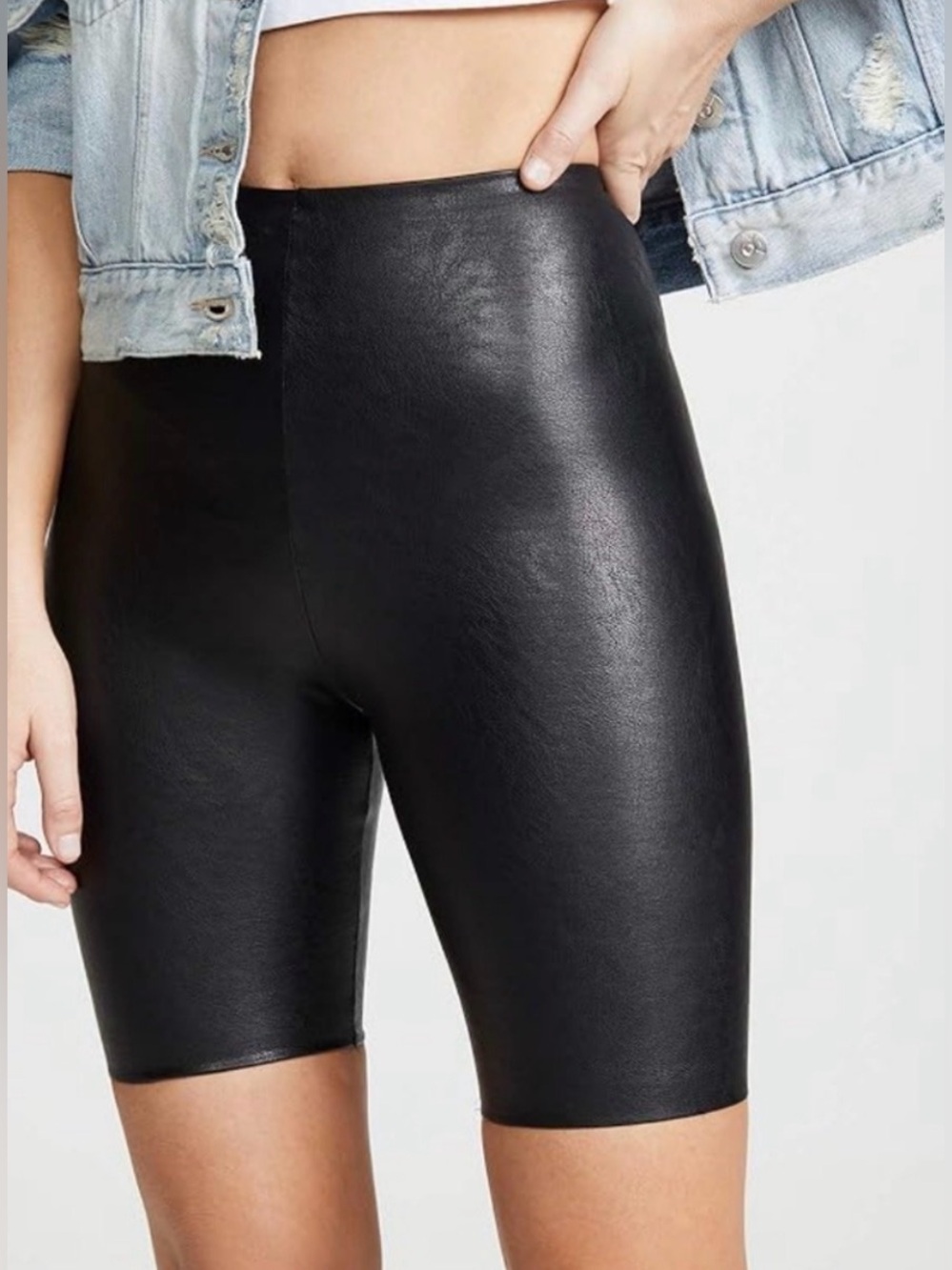 Commando Black Faux Leather Bike Shorts